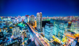 tokyo city night view & highway with tilt shift